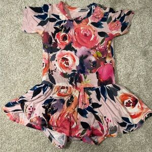 Posh Peanut Floral Peplum Romper – 3–6 Months (VGUC)
